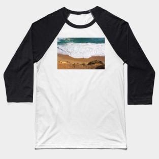 White water rolls in over orange sand at Port Campbell, Australia. Baseball T-Shirt